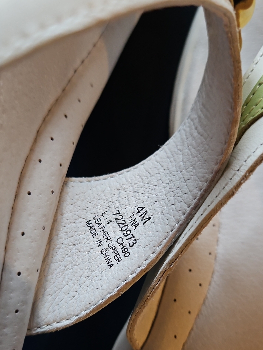 Stride Rite White Leather Sandal with Yellow and Light Green Flower Accents - Picture 11 of 12